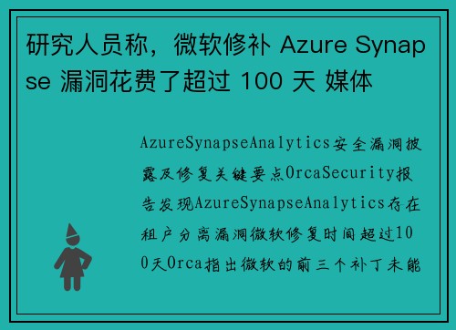 研究人员称，微软修补 Azure Synapse 漏洞花费了超过 100 天 媒体
